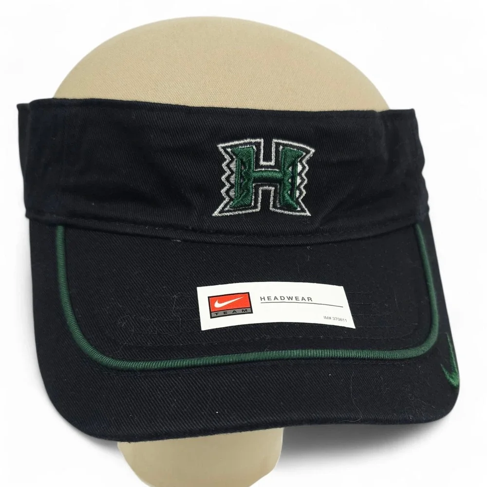Nike Team Hawaii Rainbow Warriors Sun Visor Hat Black Green NWT NCAA Adjustable